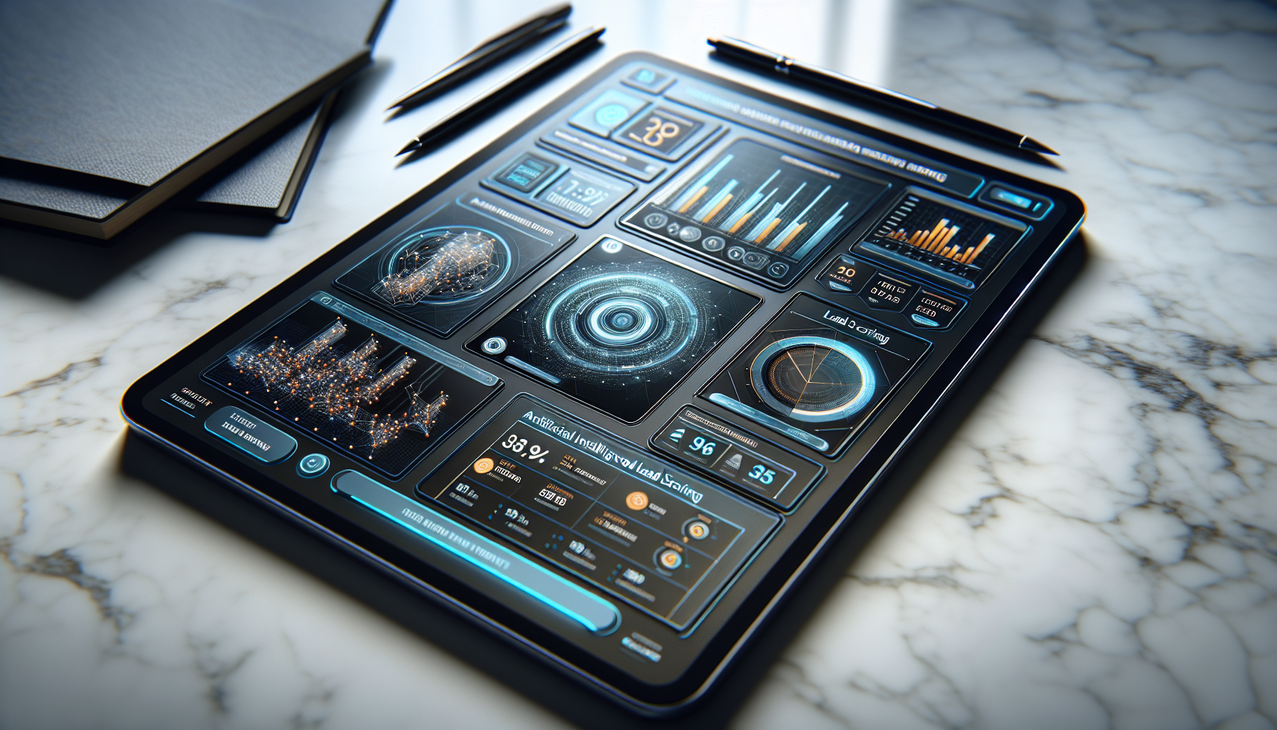 Close-up of a digital interface with AI lead scoring details
