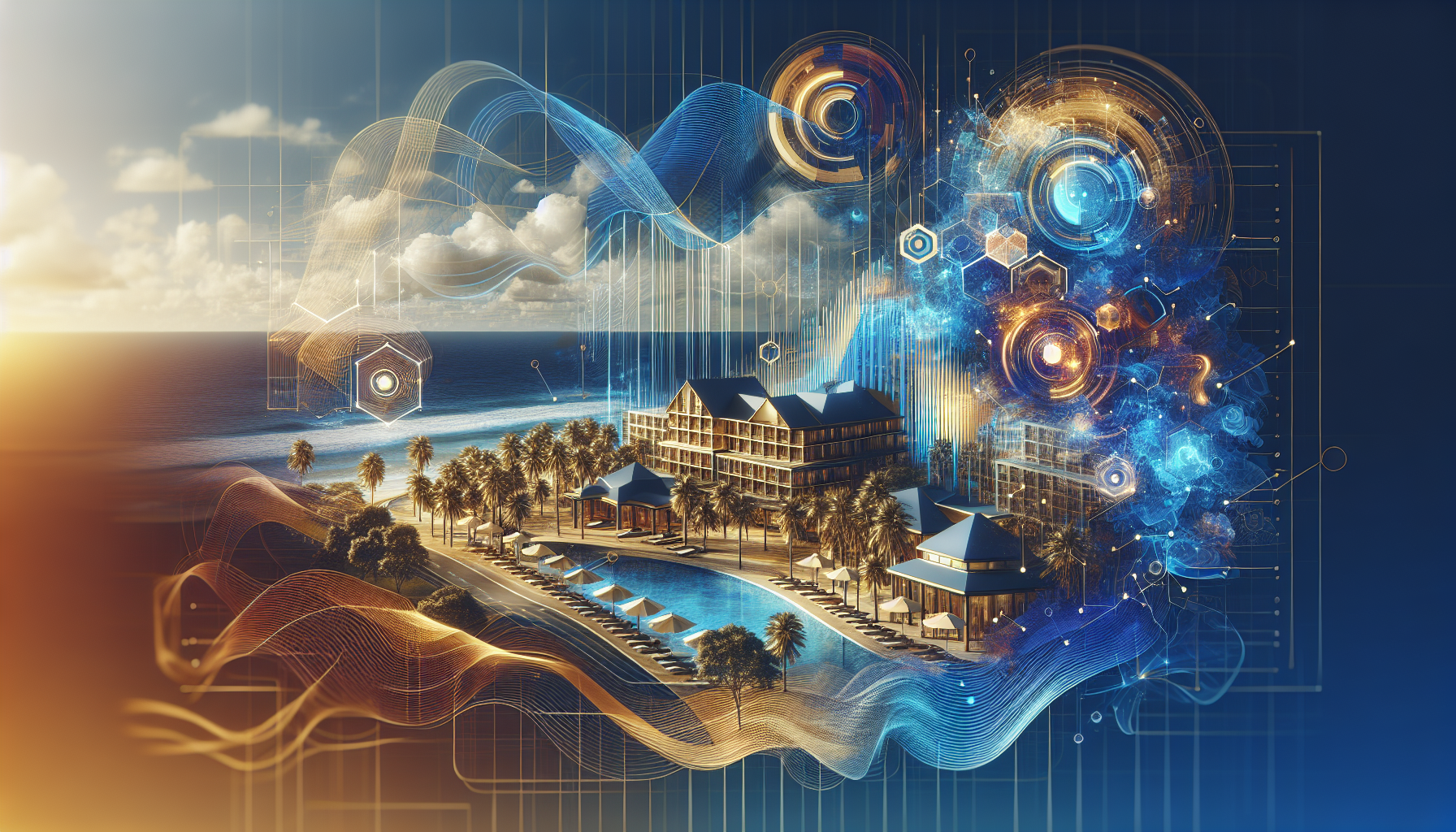 Abstract visualization of AI forecasting in hospitality