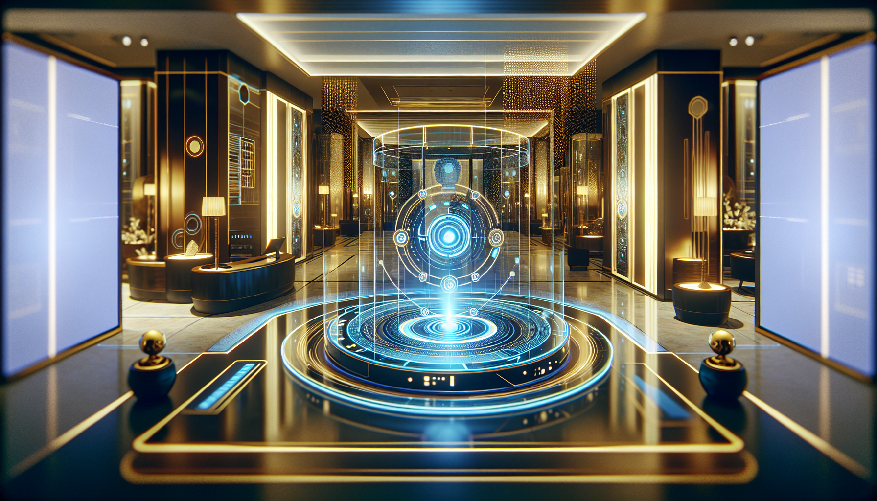 Conceptual AI concierge interface in luxury resort