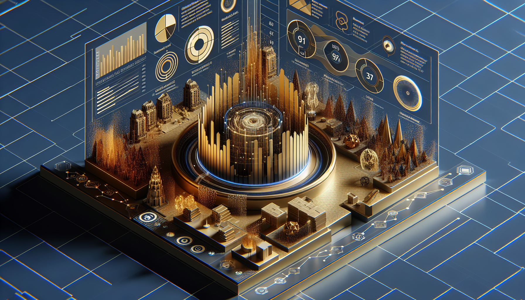 Abstract data visualization of hotel booking trends