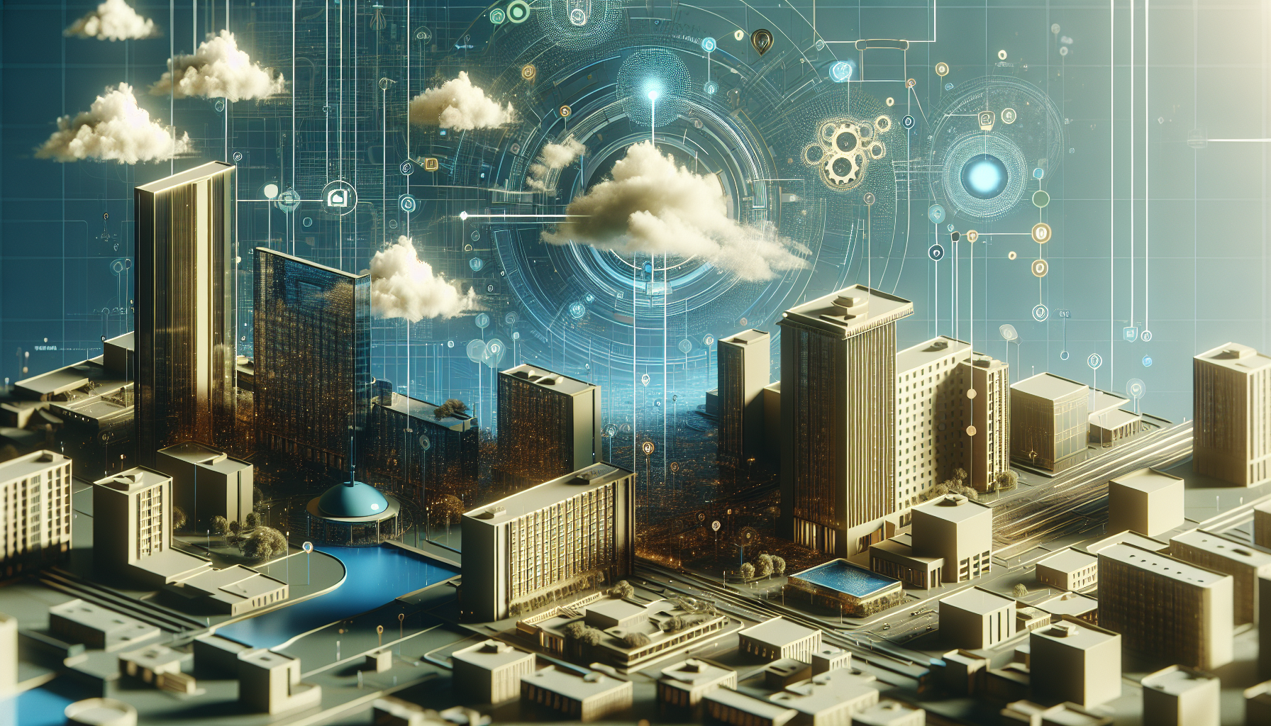 Abstract representation of AI-driven hotel upsell strategies